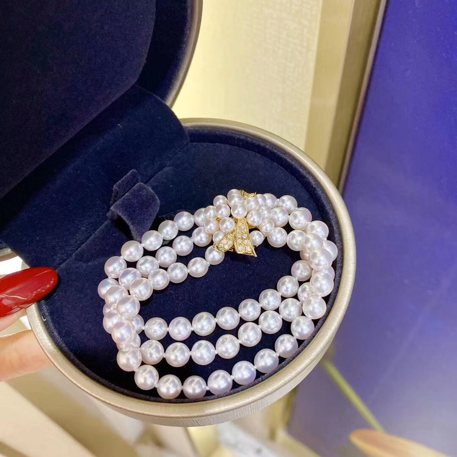 Triple layer Akoya pearl bracelet