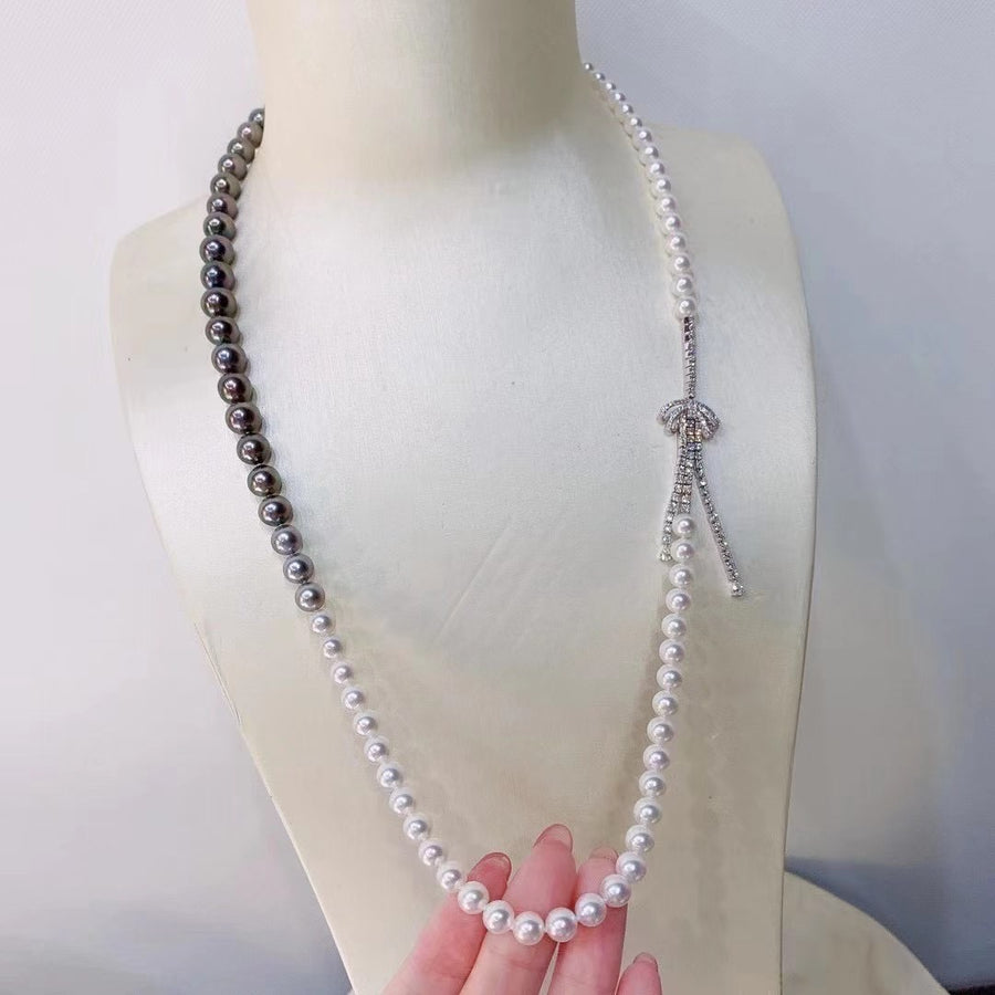 Four Season Colors | 6.6-9.9mm Akoya pearl & Tahitian pearl Necklace