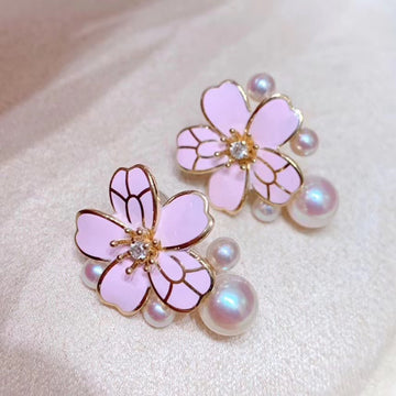 Diamond & Akoya pearl Earrings