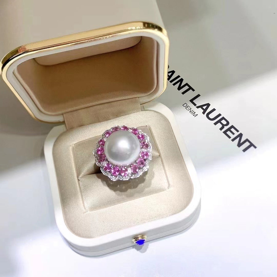 Pink Sapphire & South Sea pearl Pendant/Ring
