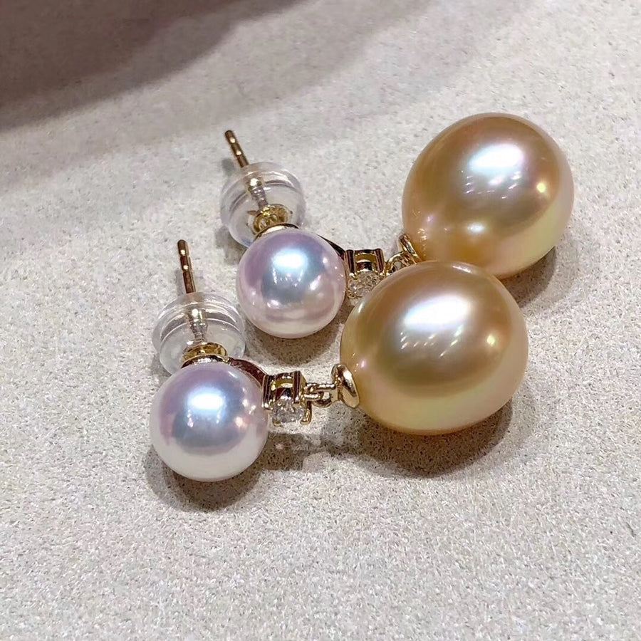 Akoya & Golden South Sea Pearl Earrings