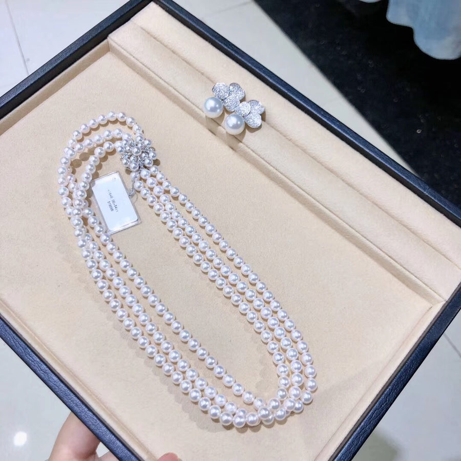 Triple layer 6-6.5mm Akoya pearl necklace