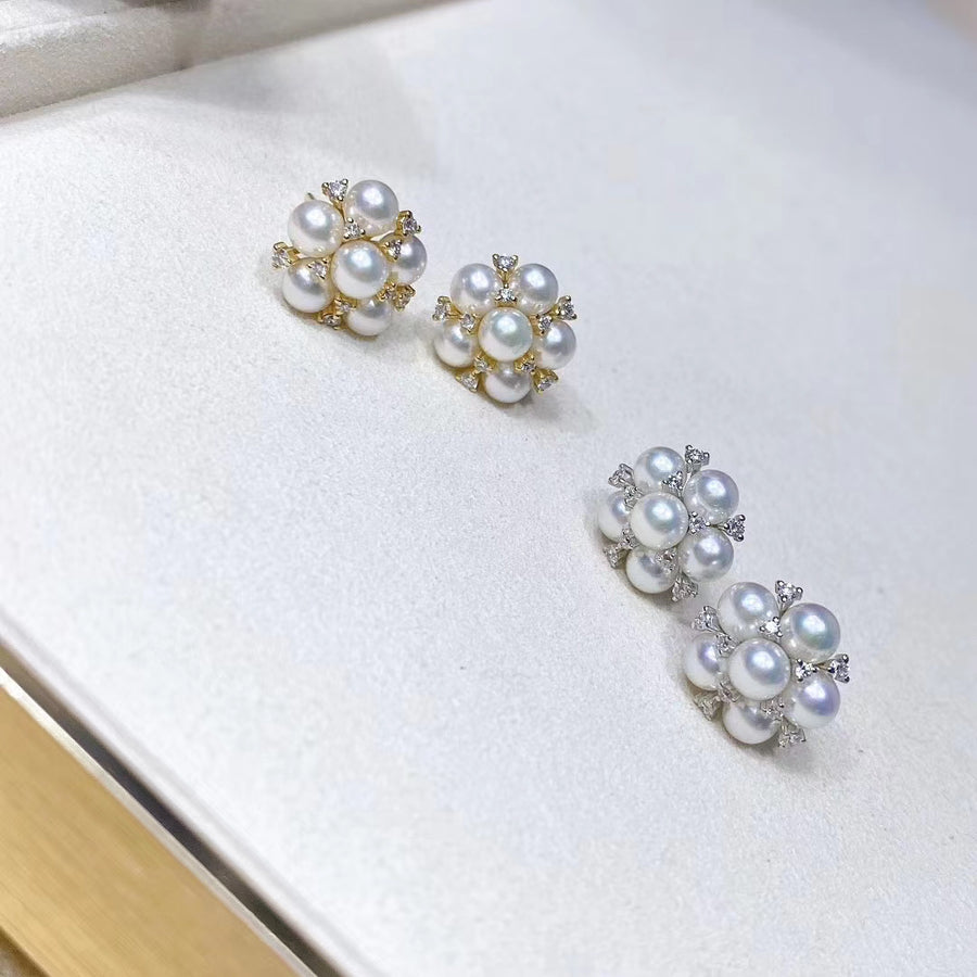 Diamond & Akoya pearl Ear Studs – ANNIE CASE FINE JEWELRY