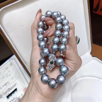 11-13.6mm Ocean  blue Tahitian pearl necklace