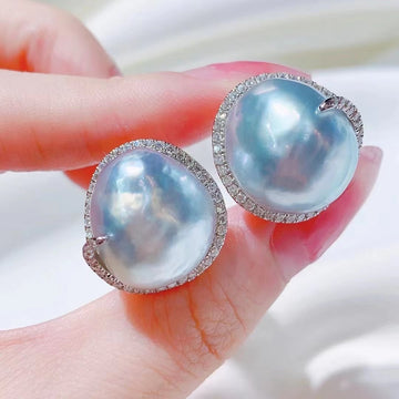 Diamond & Baroque pearl Earrings