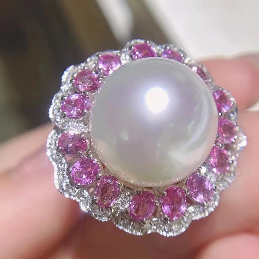 Pink Sapphire & South Sea pearl Pendant/Ring