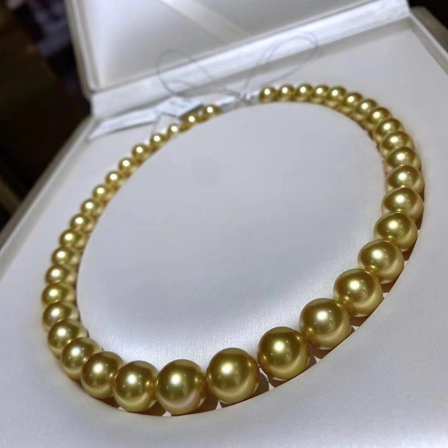 Chakin | 10.1-12.1mm Golden south sea pearl Necklace