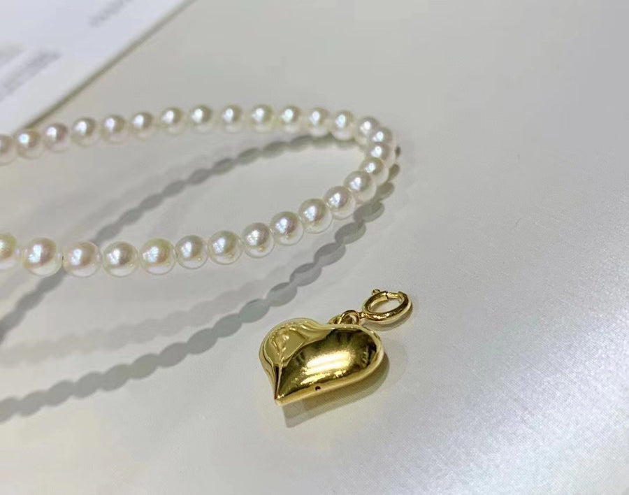 Gold Heart & Akoya pearl Necklace