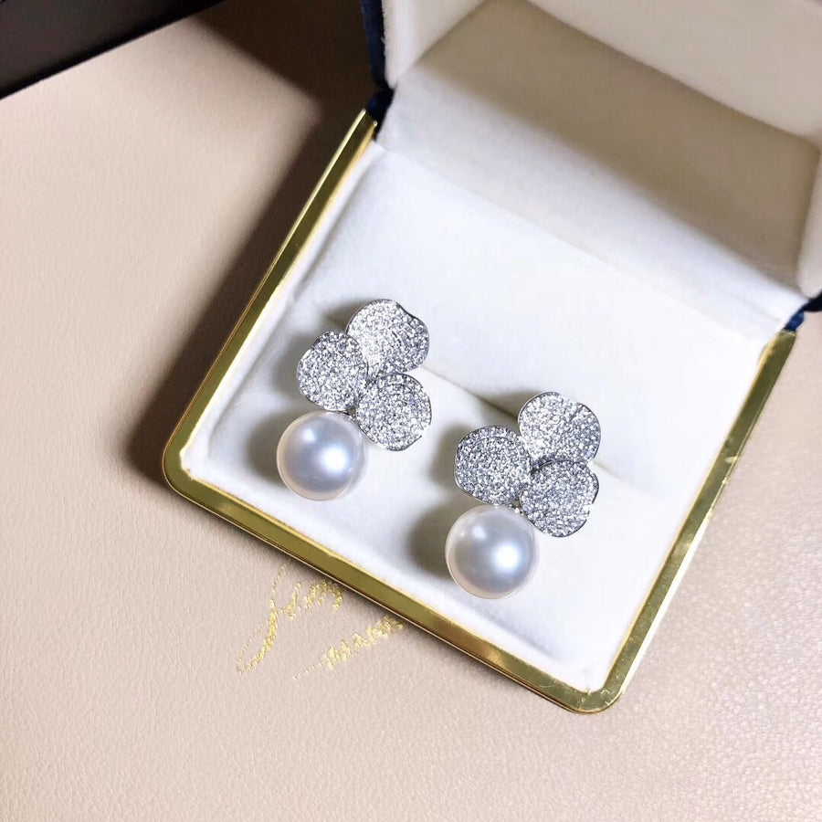 PETALS| South Sea pearl and diamond earrings