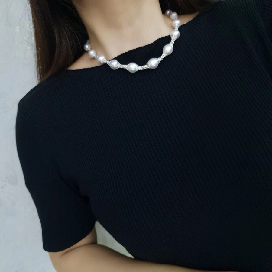 White Gold Lace South Sea Pearl Necklace