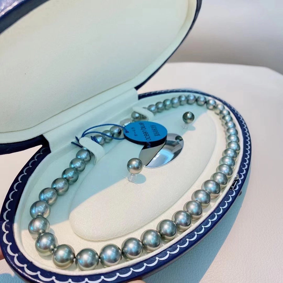 Ocean blue | Tahitian pearl Necklace&Ear Studs Set