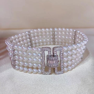 Diamond & Akoya fresh pearl Bracelet