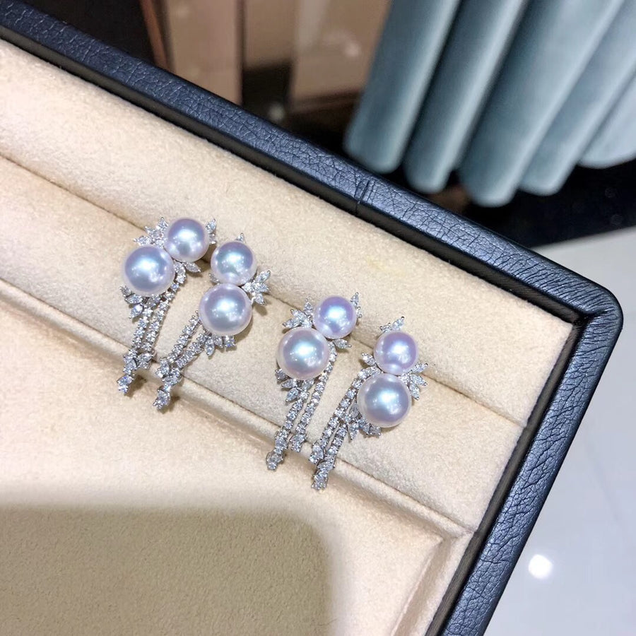 Diamond & Akoya Pearl Earrings 