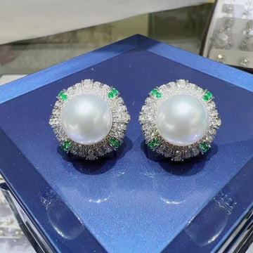 Diamond & South Sea pearl Earrings