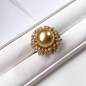 Diamond and chakin golden south sea pearl ring.
