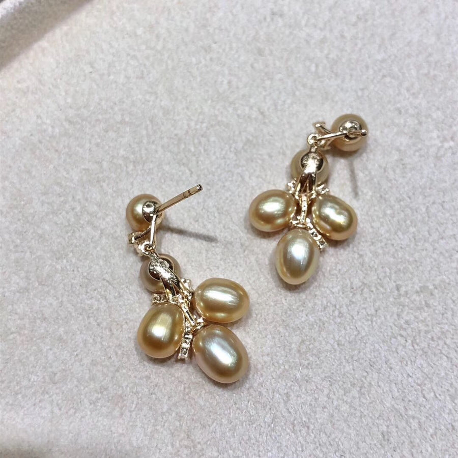 Golden South Sea Keshi Pearl Earrings