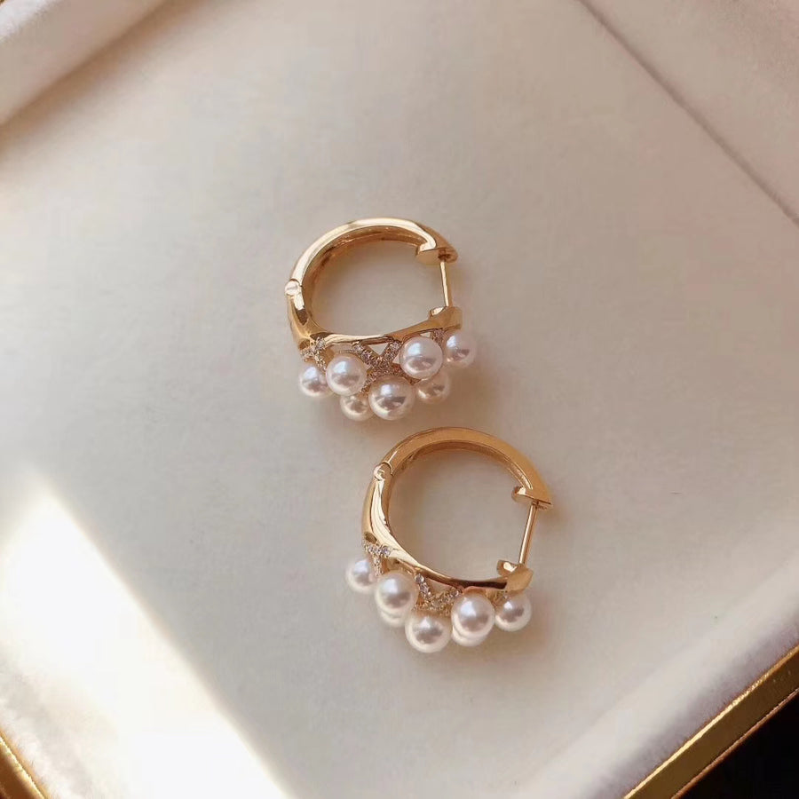 Diamond and Janpanese akoya saltwater pearl earrings