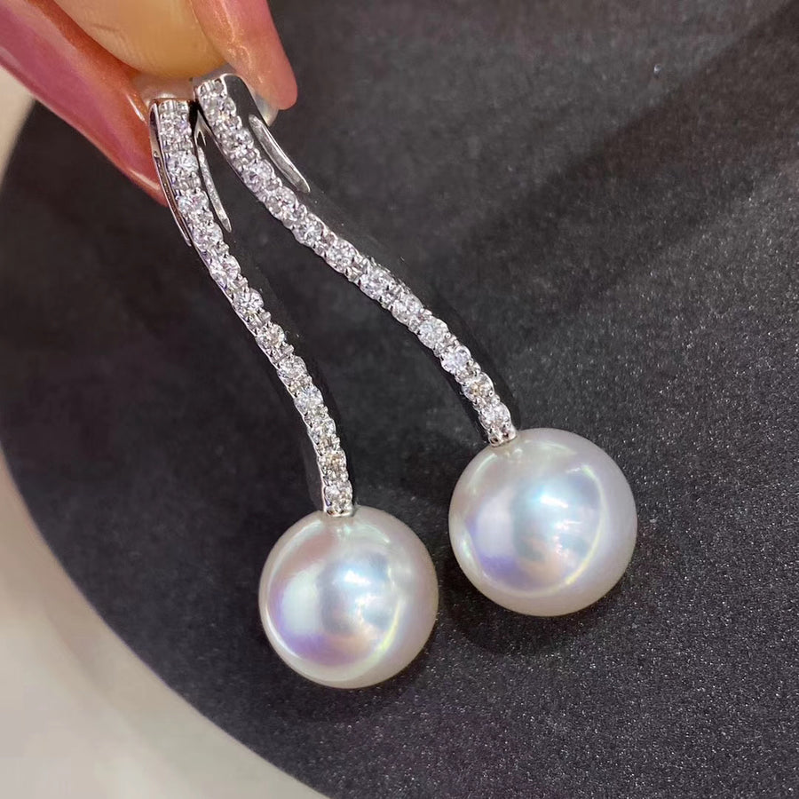 Diamond and South Sea pearl earrings