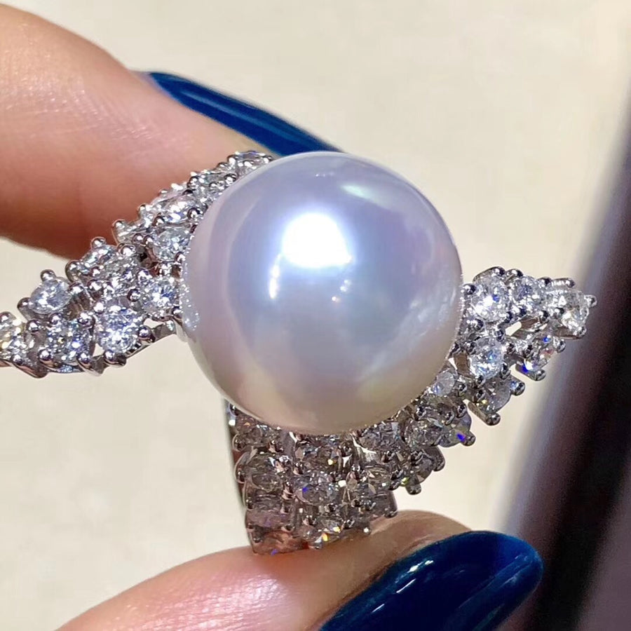 Divine Diamond South Sea Pearl Ring