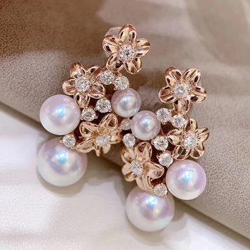 Diamond & Akoya pearl Earrings