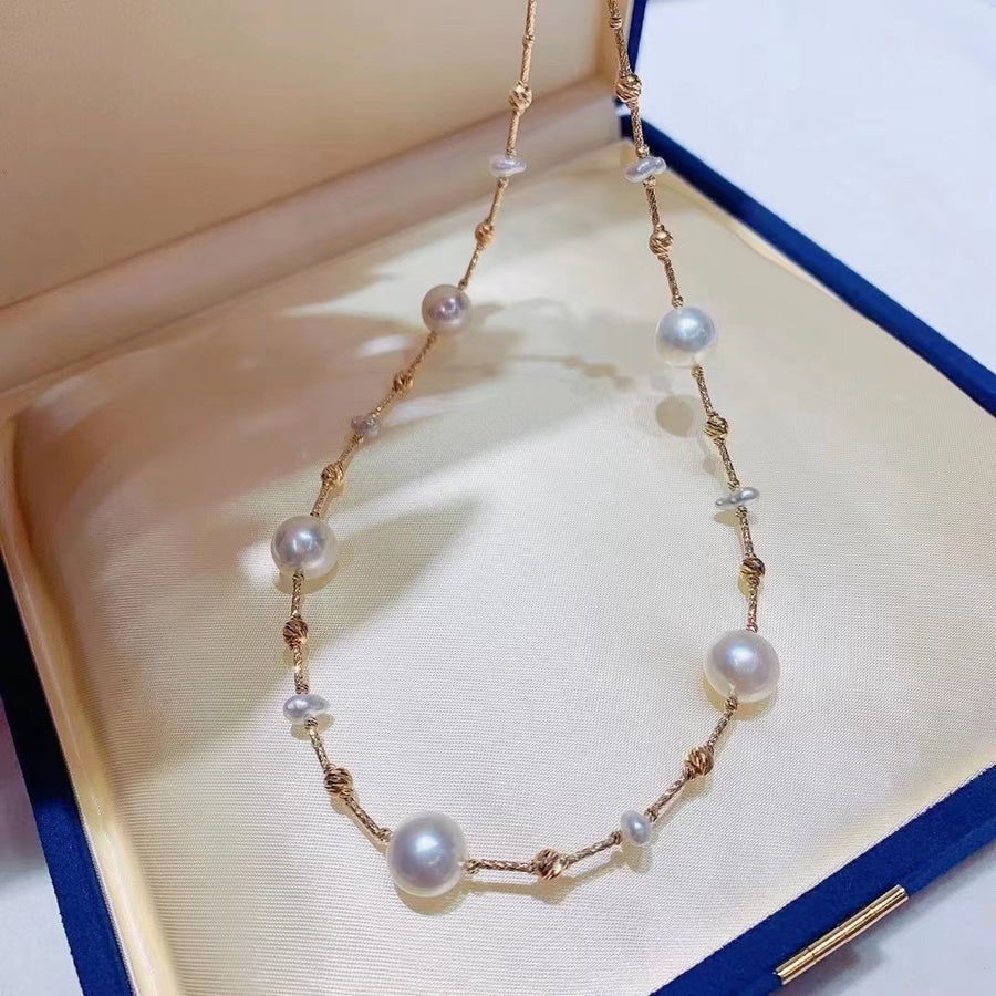 Australian white south sea pearl & Keshi pearl Necklace