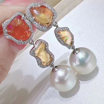 Opal & South Sea pearl Earrings