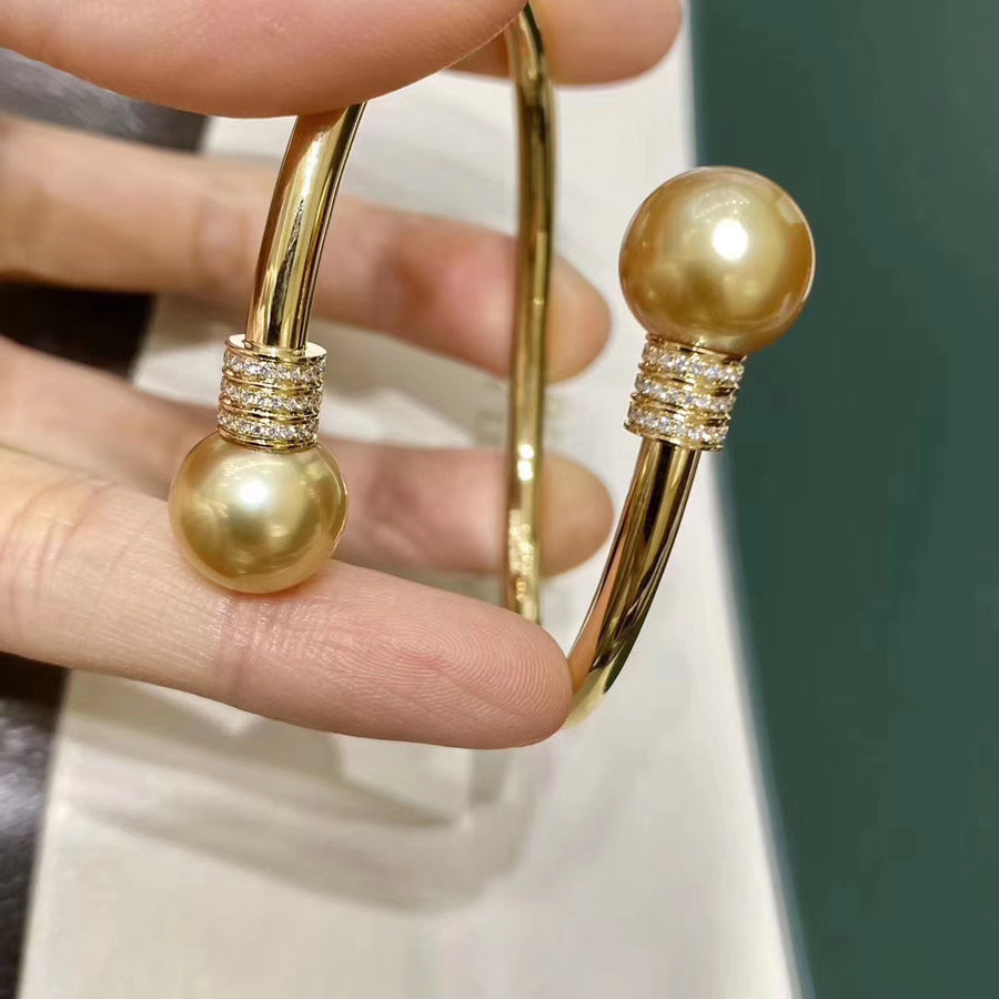 Double Golden south sea pearls bangle