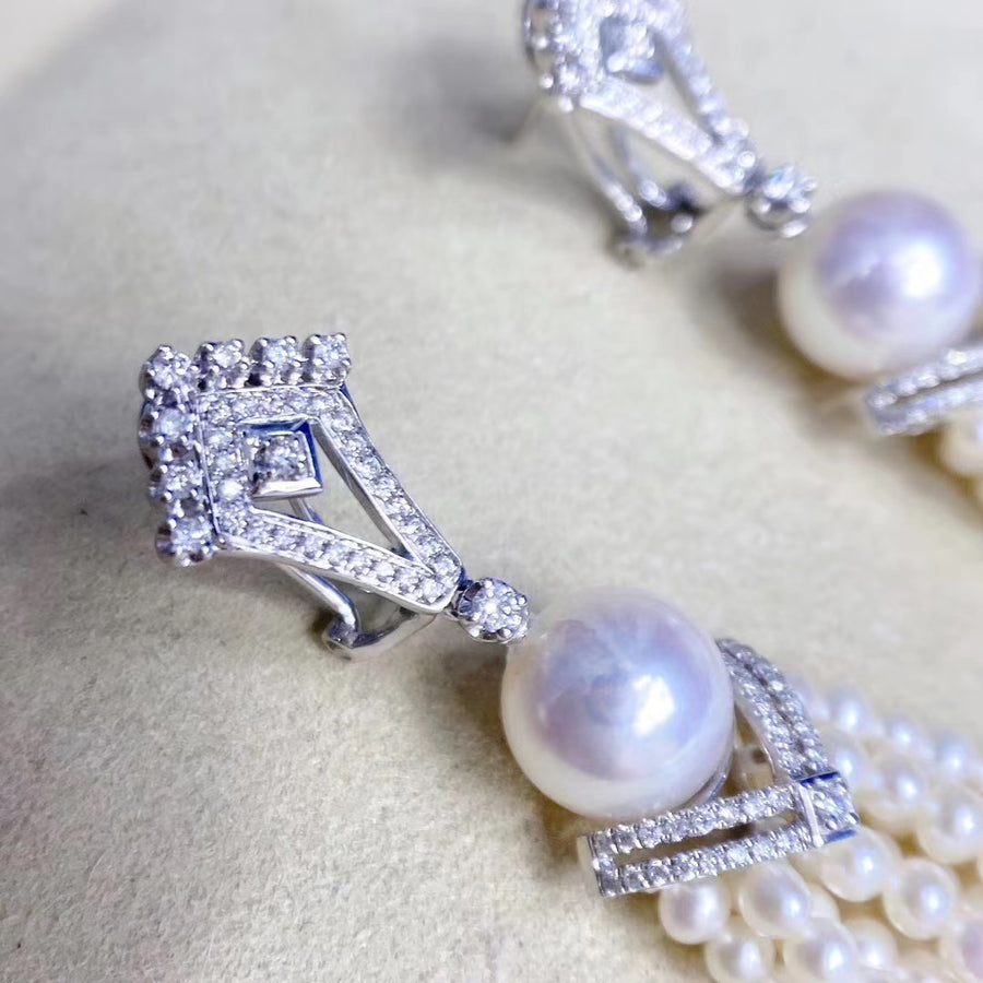 Tassels Akoya pearl & Fresh water pearl Earrings