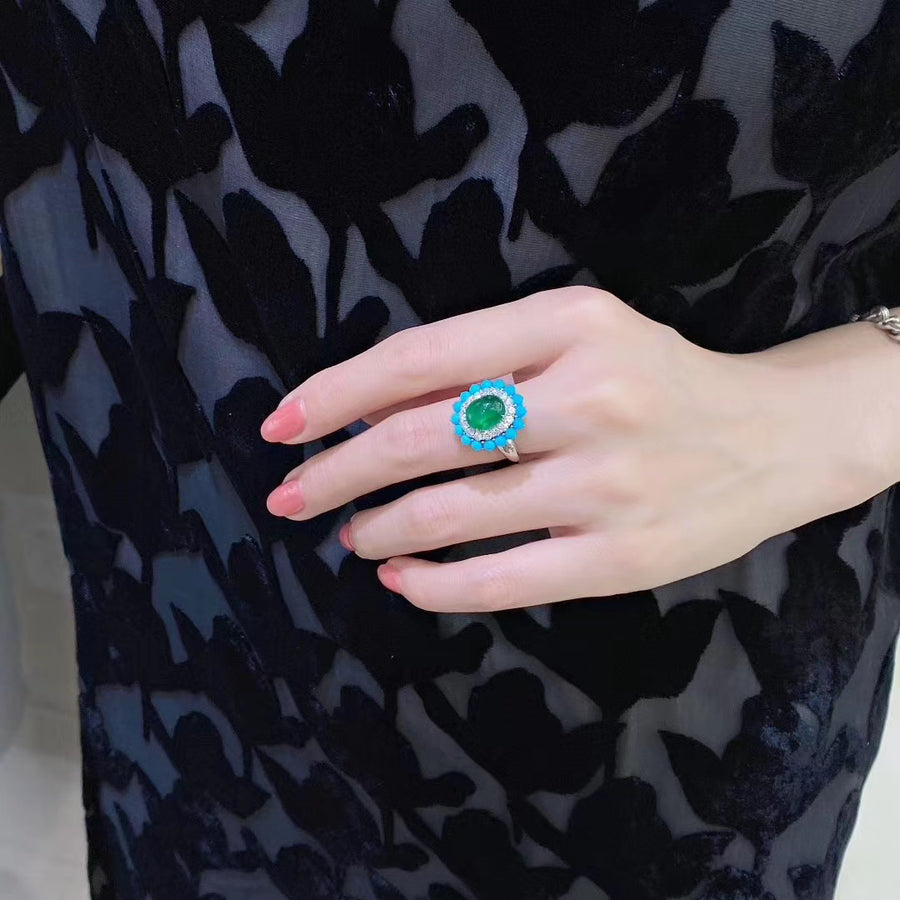 Turquoise & Emerald Ring