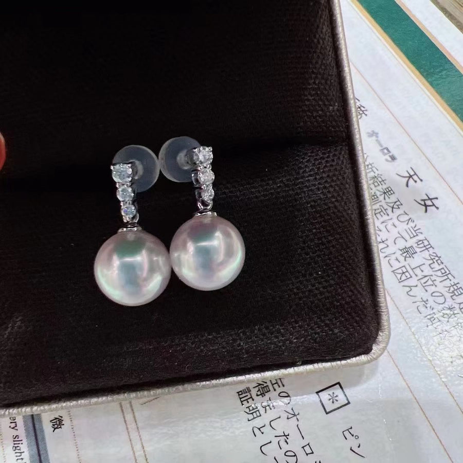 Ten-Nyo | Diamond & Akoya pearl Earrings