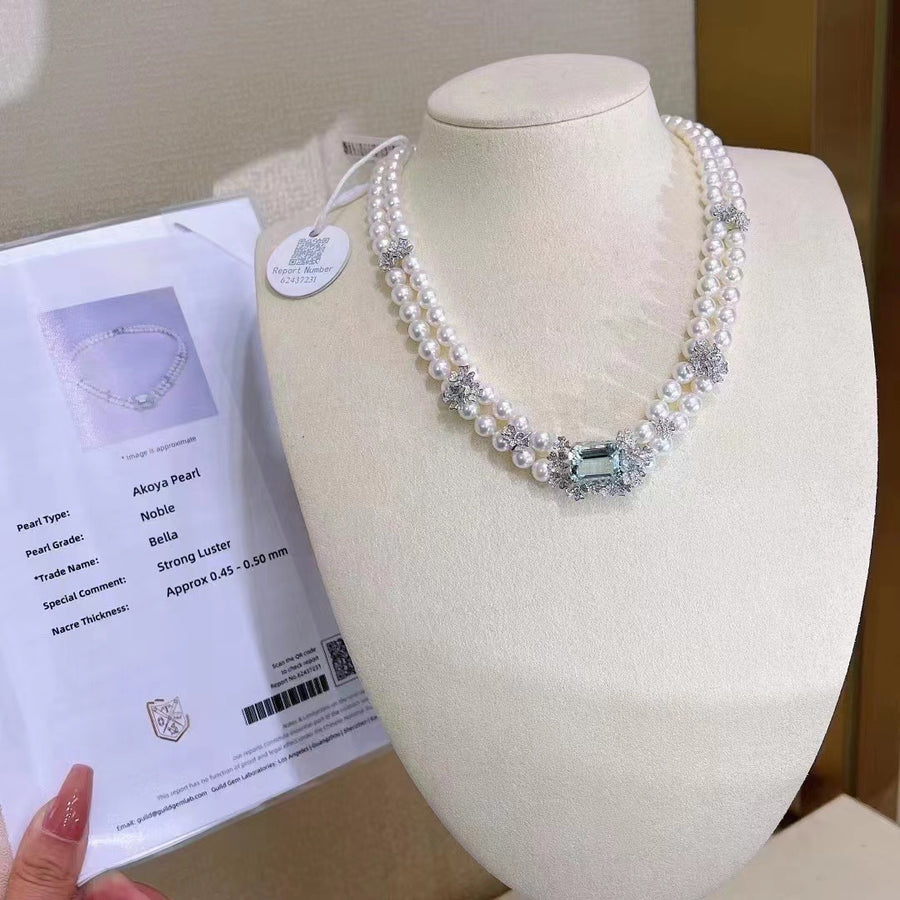 Double layers Akoya pearl Necklace
