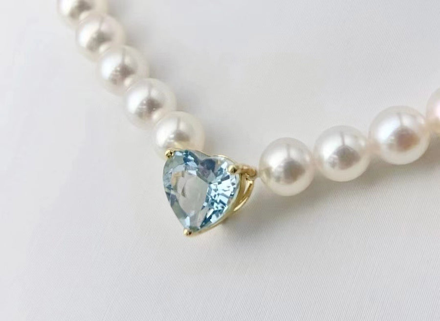 Aquamarine & Akoya pearl Necklace