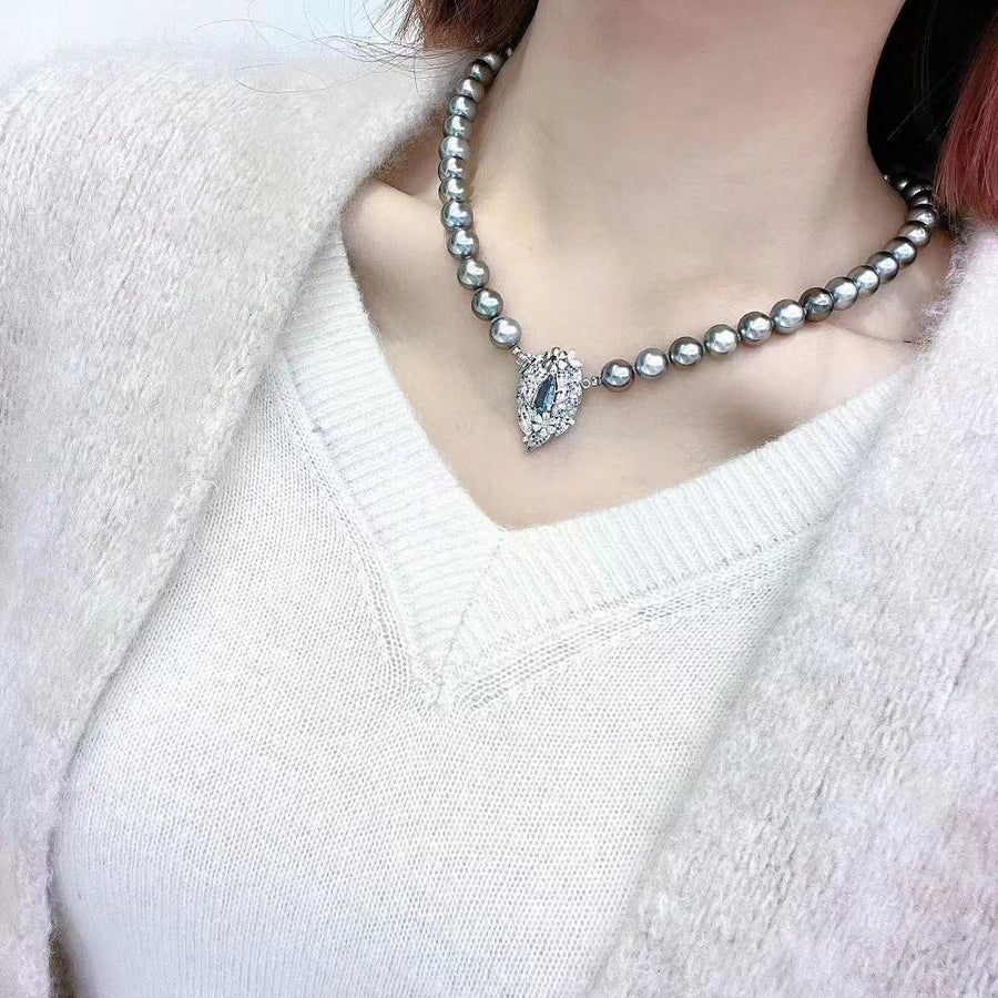Platinum Grey | 8.8-9.4mm Tahitian pearl Necklace