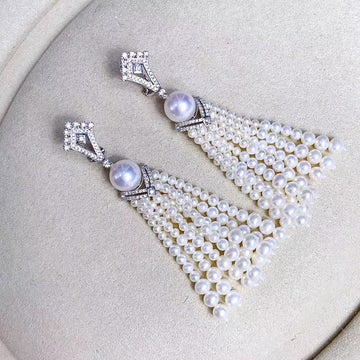 Tassels Akoya pearl & Fresh water pearl Earrings