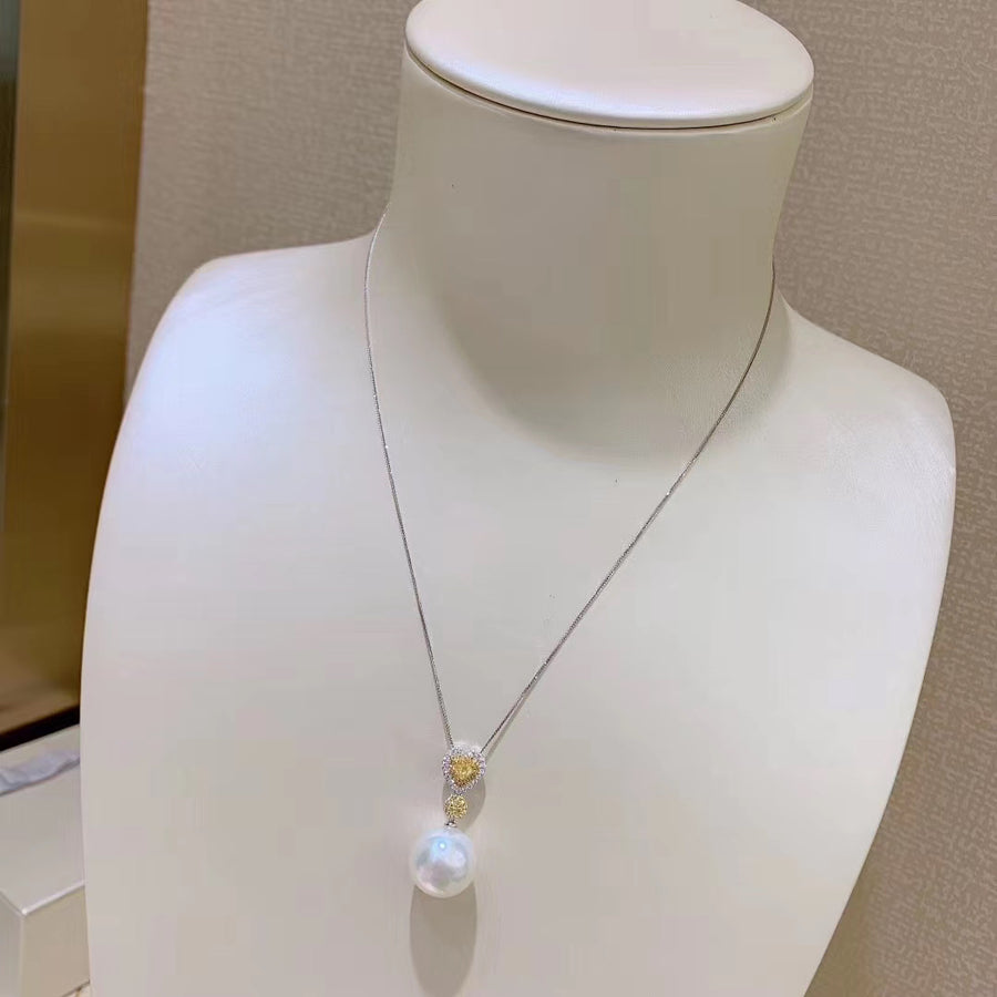 Double Colors Diamond & South Sea pearl Pendant