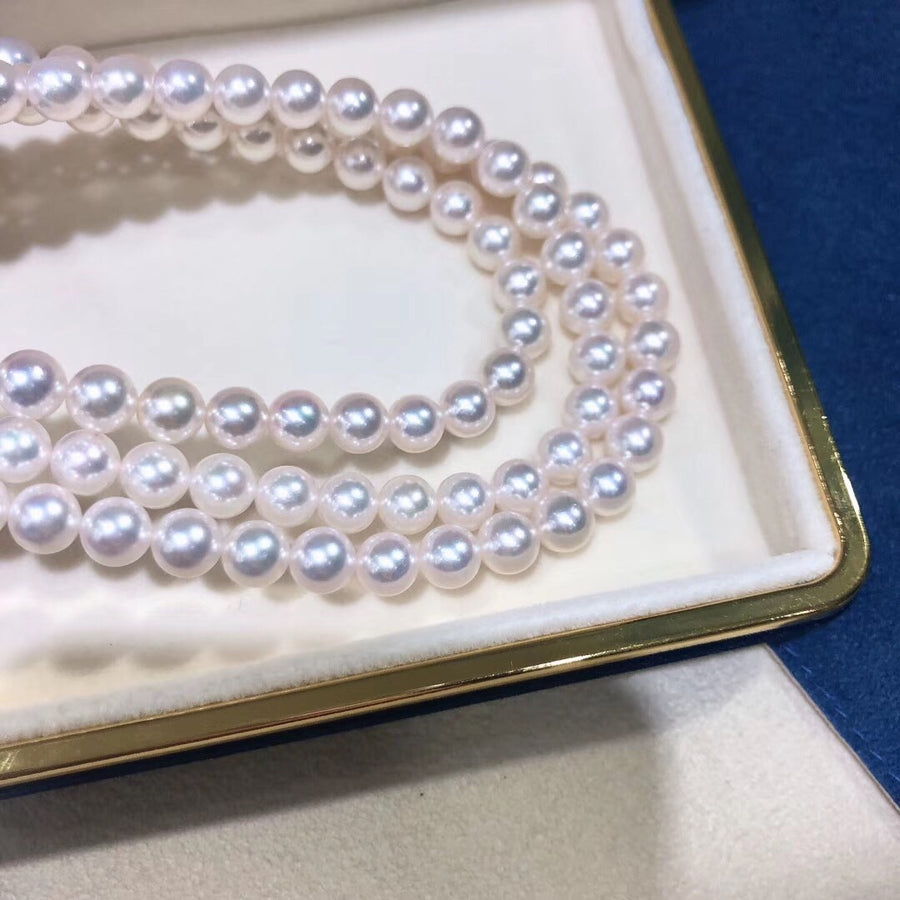 Triple layer 6-6.5mm Akoya pearl necklace