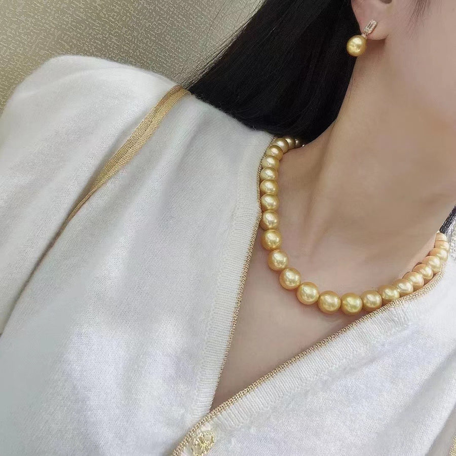 Chakin | 11-13.7mm South Sea pearl Necklace&Earrings Set