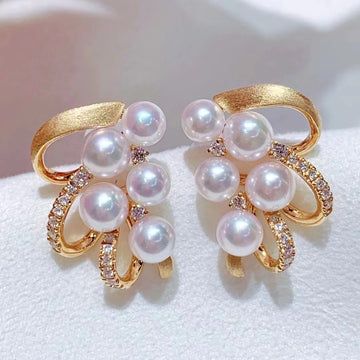 Diamond & Akoya pearl Earrings