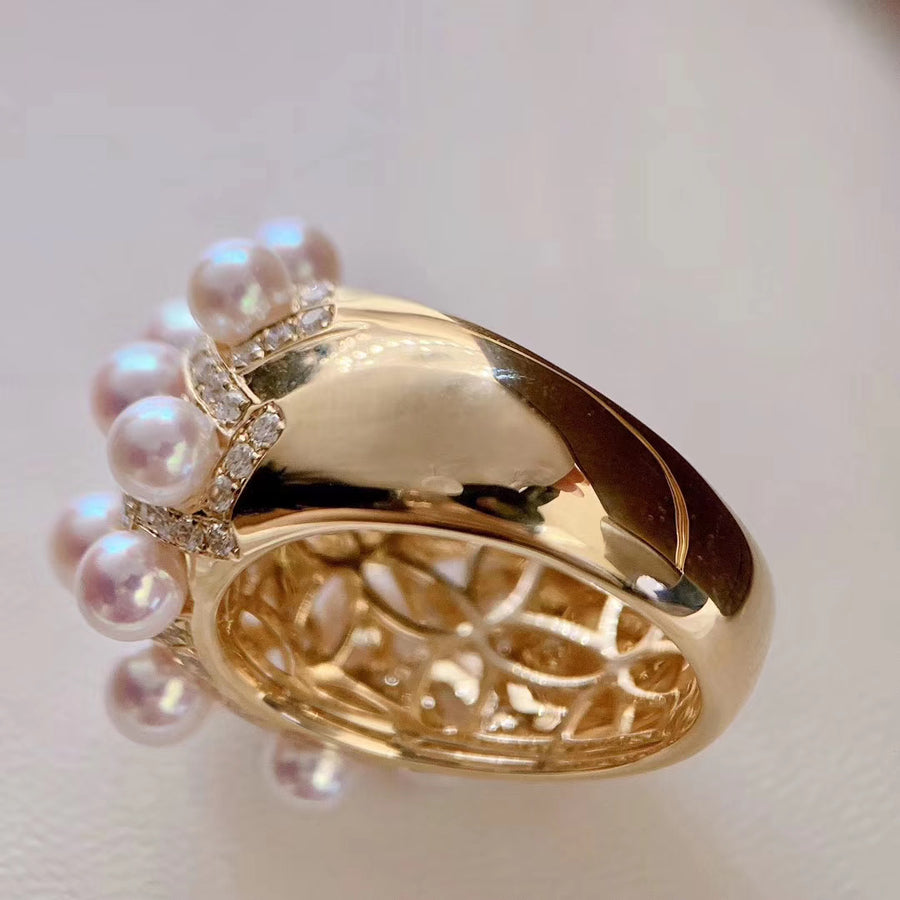 Diamond and Akoya pearl Ring