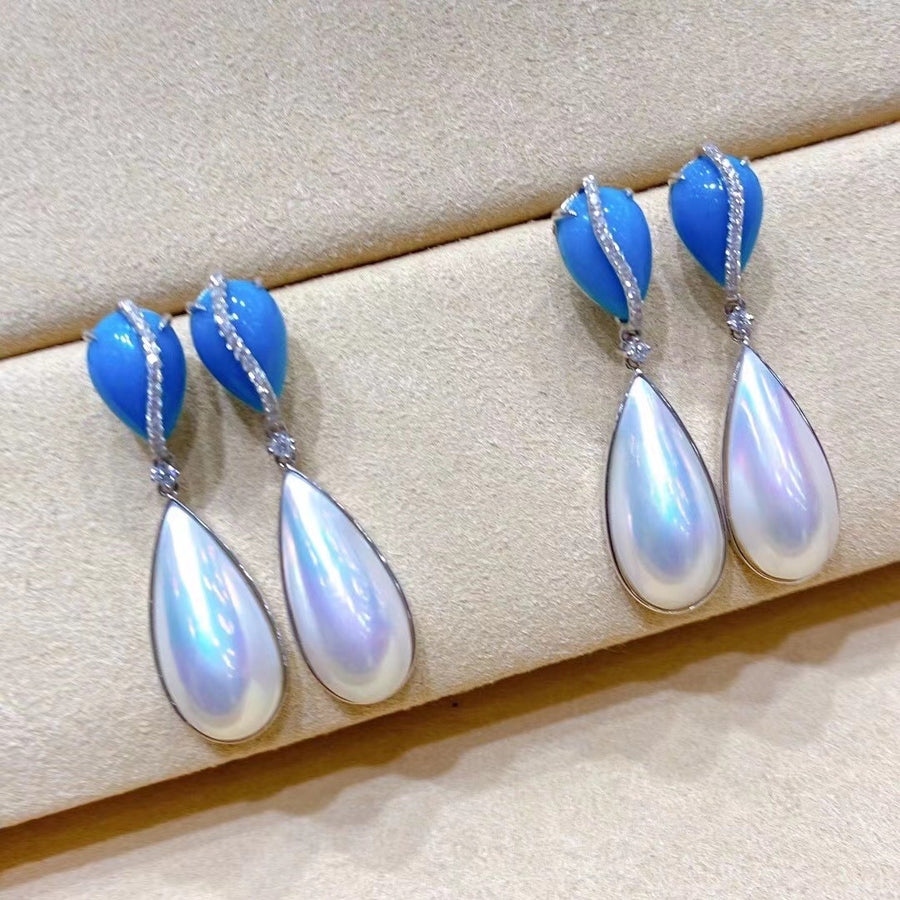 Turquoise & MABE pearl Earrings