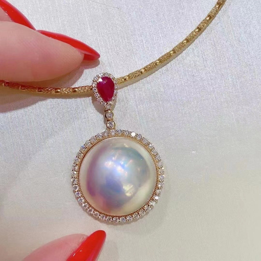 Diamond & MABE pearl Pendant