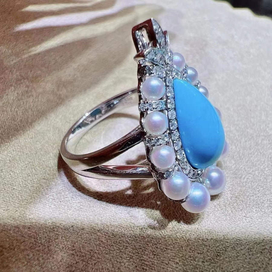 Turquoise & Akoya paerl Ring