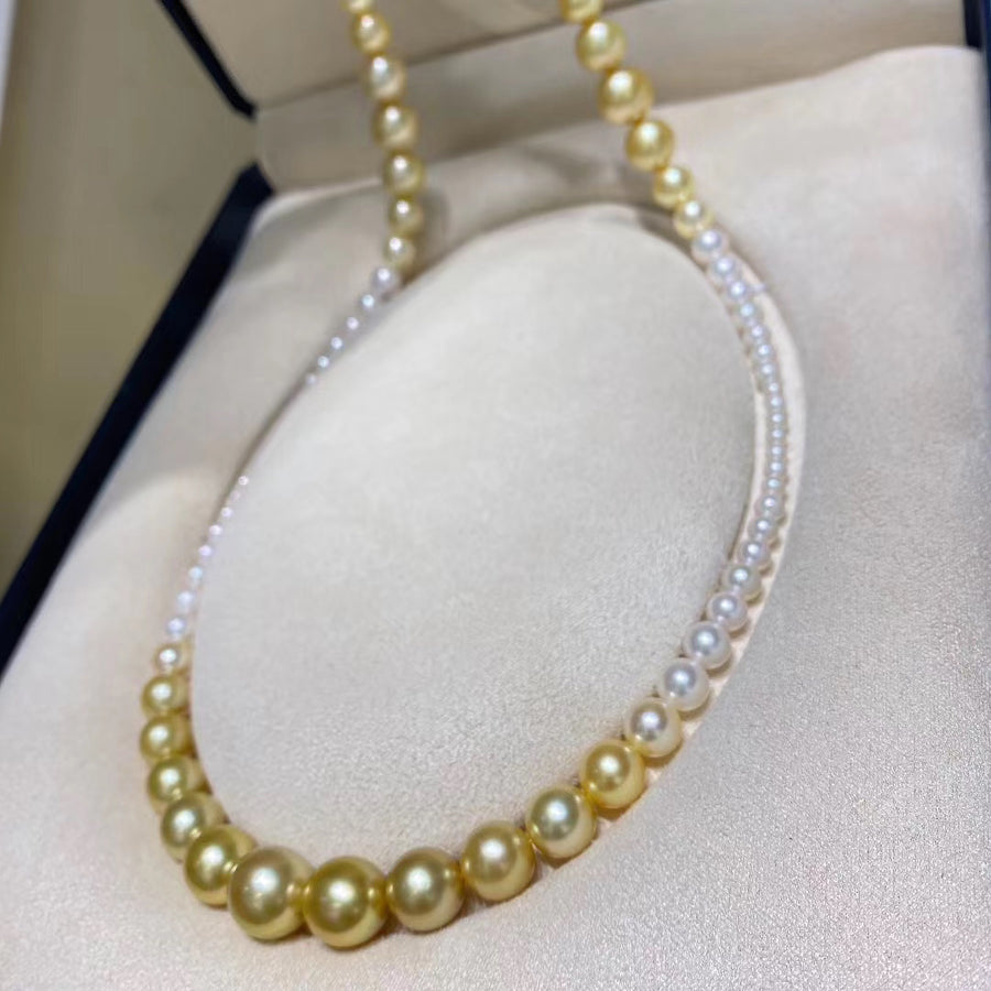 3.5-12.7mm South sea pearl & Akoya pearl Necklace