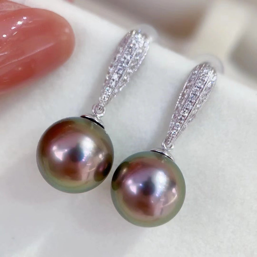 Diamond & Tahitian pearl Pendant & Earrings Set