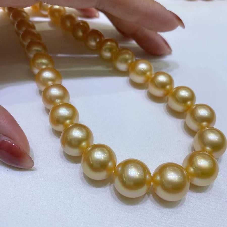 12-14mm Golden south sea pearl Necklace